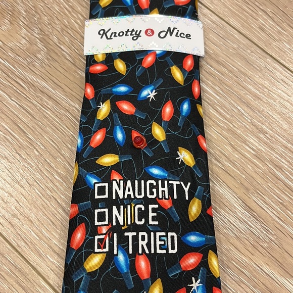 Knotty & Nice “Naughty, Nice, I Tried” Festive Lights Tie - Picture 2 of 4
